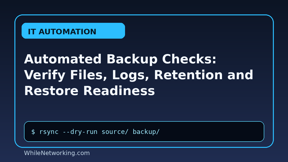 Automated Backup Checks: Verify Files, Logs, Retention and Restore Readiness