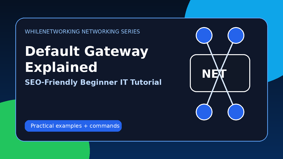 Default gateway explained beginner networking tutorial showing router and internet connection