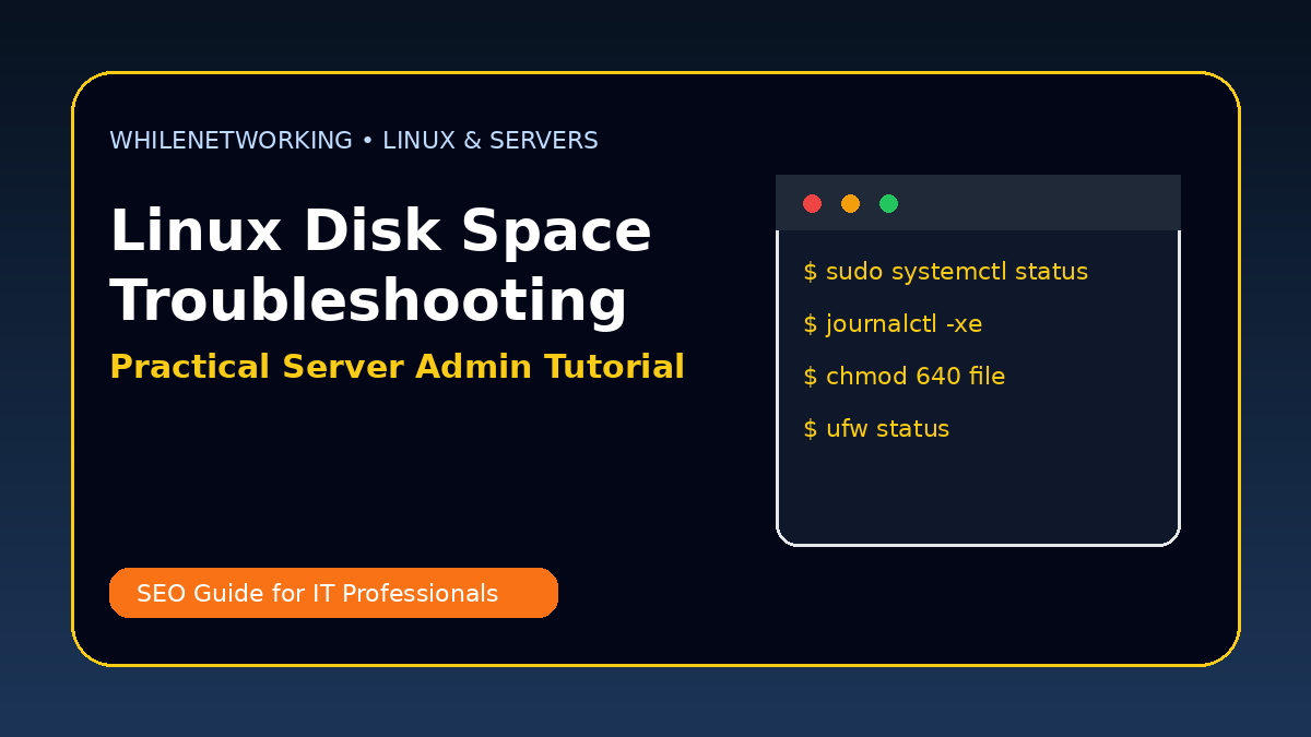 Linux disk space troubleshooting find large files logs full partitions