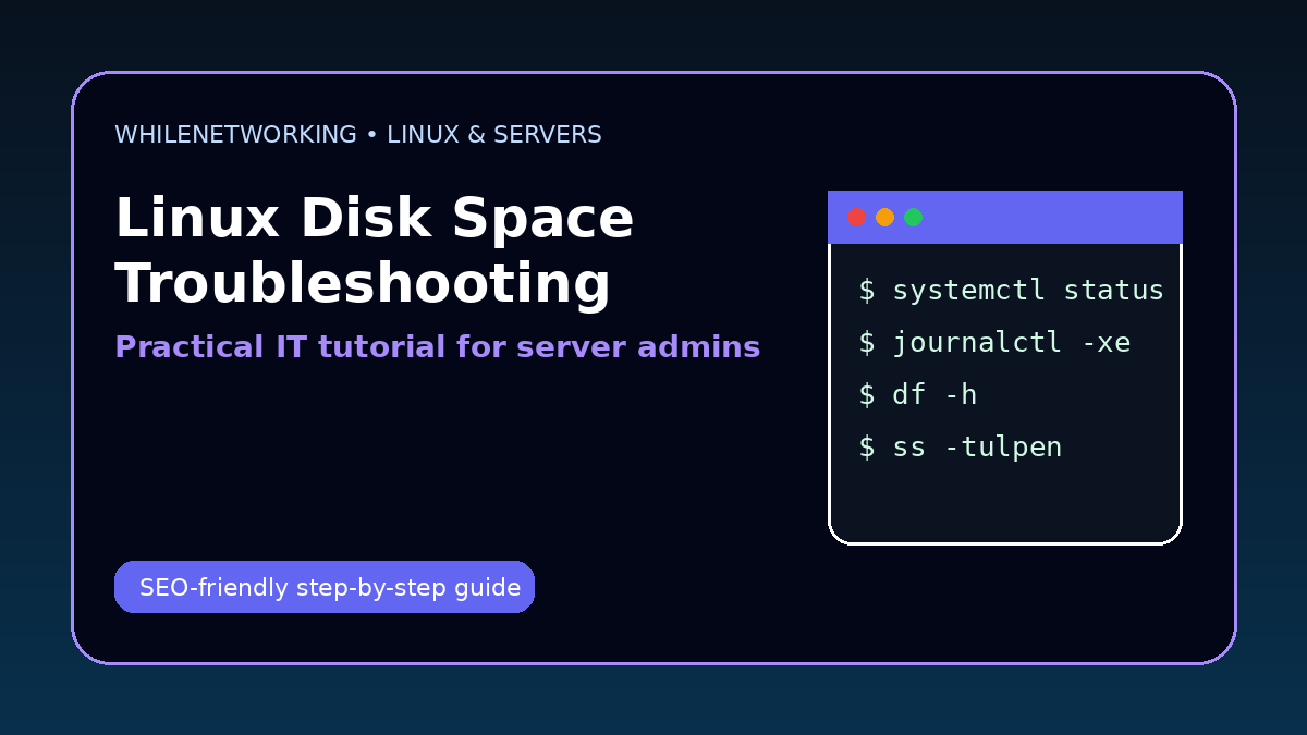 Linux disk space troubleshooting df du lsblk log cleanup guide