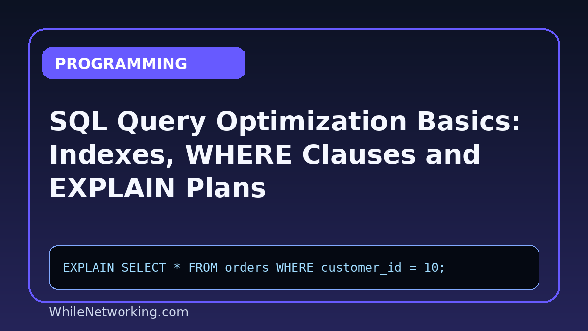 SQL Query Optimization Basics: Indexes, WHERE Clauses and EXPLAIN Plans