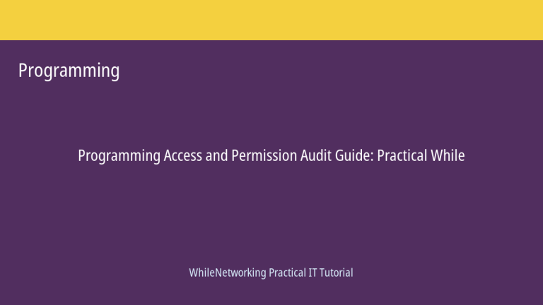 Programming tutorial featured image: Access and Permission Audit Guide