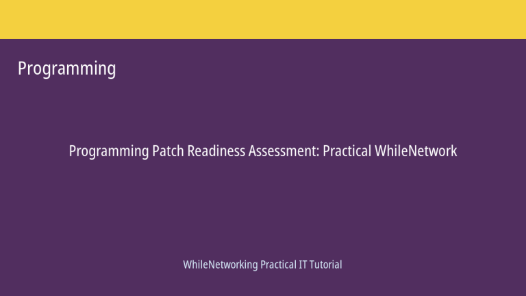 Programming tutorial featured image: Patch Readiness Assessment