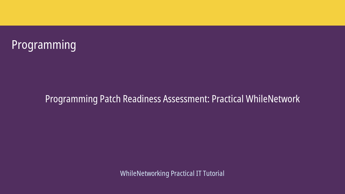 Programming tutorial featured image: Patch Readiness Assessment
