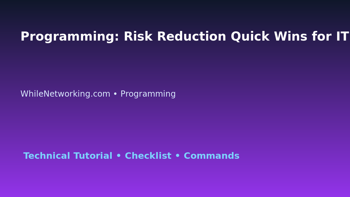 Programming: Risk Reduction Quick Wins for IT Professionals featured image