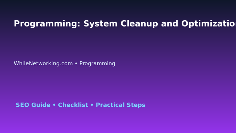 Programming: System Cleanup and Optimization Plan for IT Professionals 2 Programming: System Cleanup and Optimization Plan for IT Professionals featured image