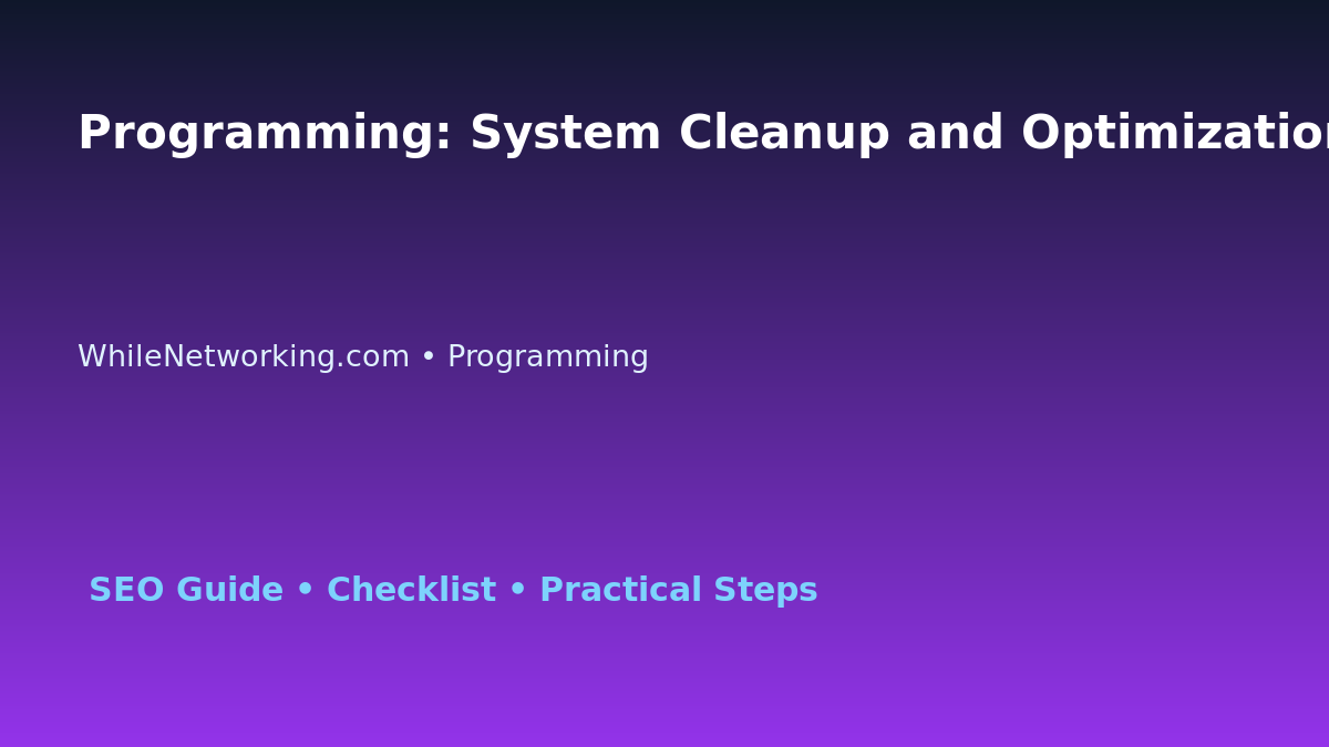 Programming: System Cleanup and Optimization Plan for IT Professionals featured image